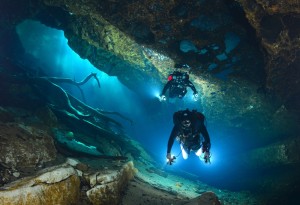 Cave Divers Entering the Labyrinth